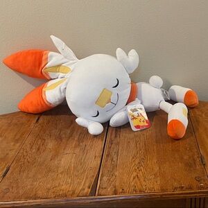 Pokémon Sleeping Scorbunny Plush – 18” Jazwares – Official Licensed